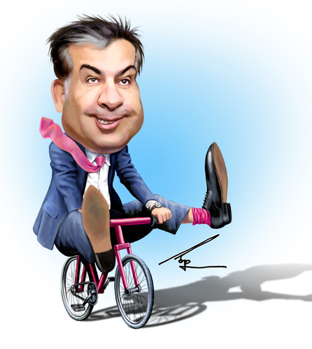 Cartoon: Mikheil Saakashvili (medium) by besikdug tagged caricature,besik,saakashvili,mikheil,digital,karikature,georgia,besikdug,dugashvili