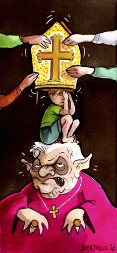 Cartoon: the hat (medium) by matteo bertelli tagged catholic,church,pope,ratzinger,bertelli,scandal,pedophilia,katholische,papst,benedikt,ratzinger,skandal,religion,glaube,misshandlung,sexuelle behandlung,kinder,sexuelle,behandlung