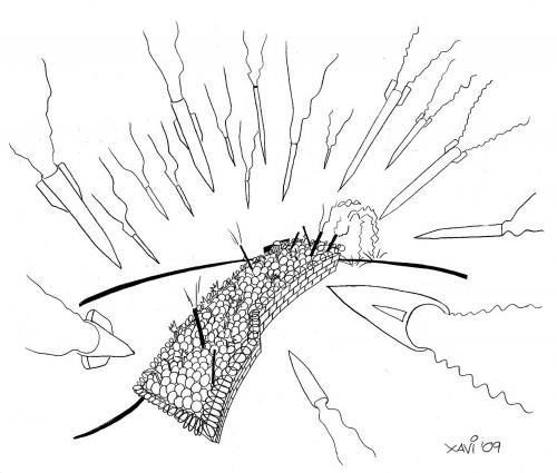 Cartoon: Gaza (medium) by Xavi dibuixant tagged gaza,palestine,israel,war,world,news,gazprom,gas,pipeline,russland,energie,ressourcen,regierung,europa,ukraine,lieferungsstopp,wladimir putin,medwedew,juschtschenko,panzer,russen,krieg,gasstreit,streit,konflikt,un,wladimir,putin