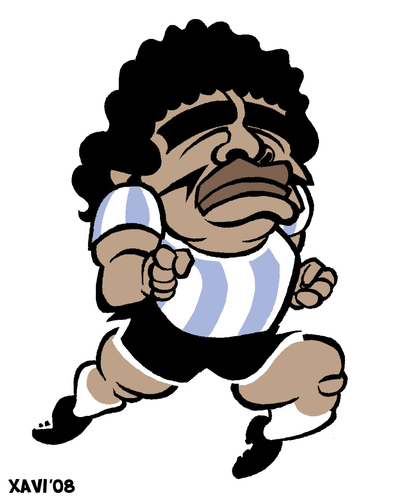 Cartoon: Maradona (medium) by Xavi dibuixant tagged futbol,soccer,football,caricature,maradona,maradona,fußball,sportler,sport