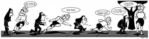 Cartoon: Terminal velocity (medium) by Xavi dibuixant tagged adrift,comic,strip,run,sport,geschwindigkeit,schnelligkeit,sport,laufen,joggen,ausdauer,kondition,fitness,fit,rennen,sportlich,unsportlich,comic