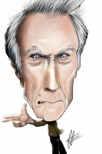 Cartoon: photo Clint Eastwood (medium) by cesar mascarenhas tagged clint,eastwood,caricature,ipod