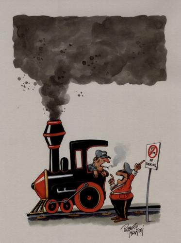 Cartoon: Stop smoking please ! (medium) by Roberto Mangosi tagged smoke,pollution,health,train