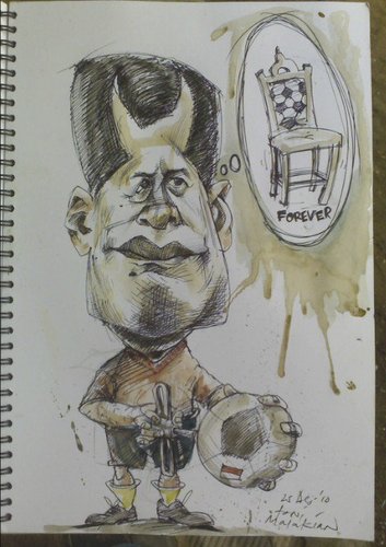 Cartoon: Karikaturketua PSSI Nurdin Halid (medium) by Toni Malakian tagged halid,nurdin,soccer,caricature,malakian,toni,sepak,bola,karikatur