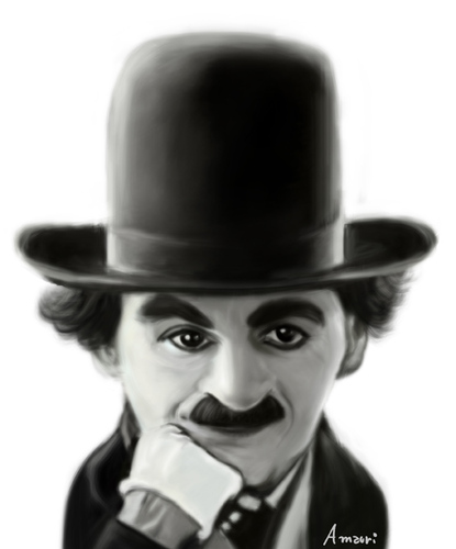 Cartoon: Charlie Chaplin (medium) by Amauri Alves tagged digital,caricature