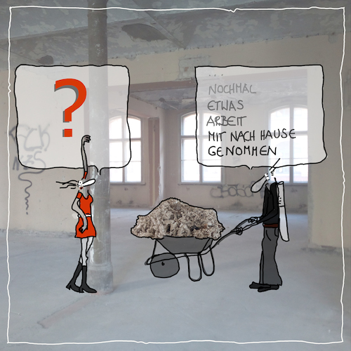 Cartoon: homeoffice (medium) by kika tagged architektur,homeoffice,bauleiter,bauleitung,büro,baustelle