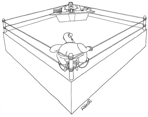 Cartoon: man verses government (medium) by Raed Al-Rawi tagged man,verses,government,or,employee,employer