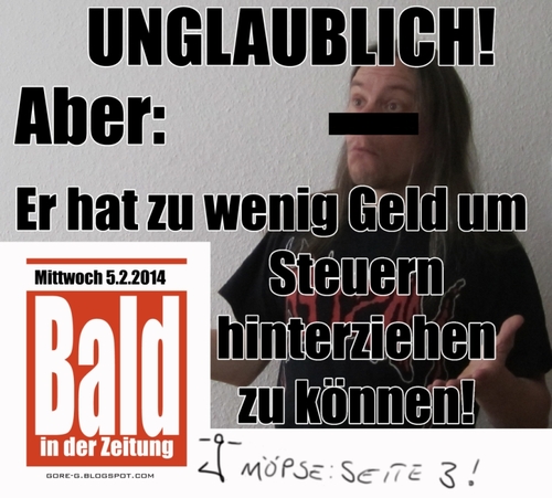 Cartoon: Bald in der Zeitung (medium) by gore-g tagged fernsehen,zeitung,bild,steuerhinterziehung,steuern