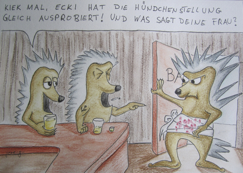 Cartoon: Igel unter sich (medium) by gore-g tagged igel,kneipe,hündchenstellung