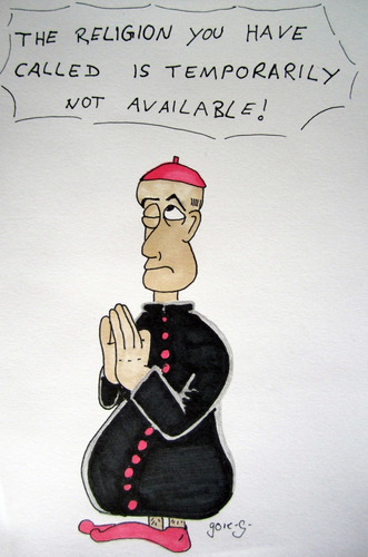 Cartoon: Nicht erreichbar (medium) by gore-g tagged religion,christentum,kardinal,papst,beten