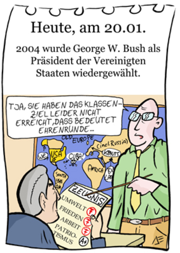 Cartoon: 20. Januar (medium) by chronicartoons tagged usa,george,bush,präsident,irakkrieg,cartoon