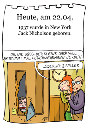 Cartoon: 22. April (medium) by chronicartoons tagged jack,nicholson,shining,film