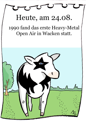 Cartoon: 24. August (medium) by chronicartoons tagged wacken,heavy,metal,hardrock,mosh