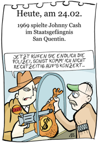Cartoon: 24. Februar (medium) by chronicartoons tagged johnny,cash,san,quentinn,country,cartoon