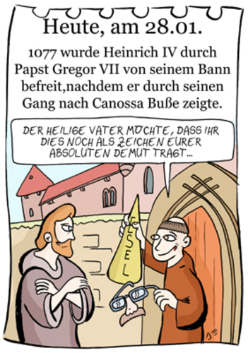Cartoon: 28. Januar (medium) by chronicartoons tagged canossa,karl,iv,papst,cartoon