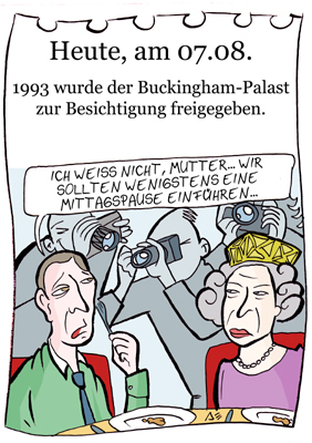 Cartoon: 7. August (medium) by chronicartoons tagged buckingham,queen,prinz,charles