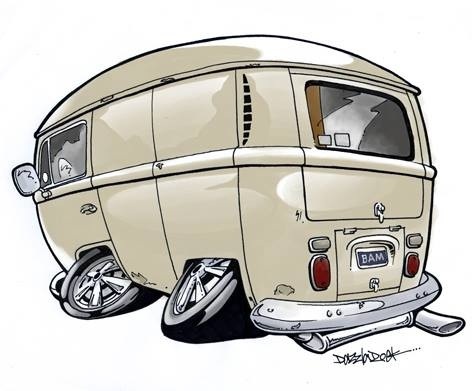 Cartoon: Panel van (medium) by Darrell tagged panel,van,vw,cartoon,caricature,dazzlarock