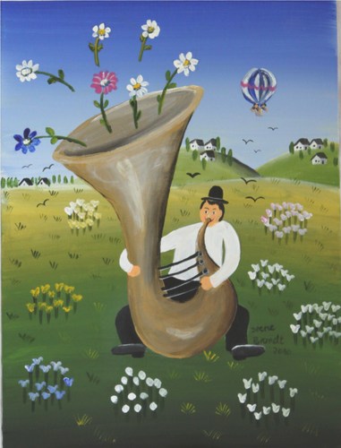 Cartoon: Flowery Music - Blumige Musik (medium) by irene brandt tagged tuba,musikinstrument,musiker,freude,musik,music