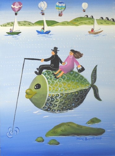Cartoon: Grüner Fisch - Green Fish (medium) by irene brandt tagged illustration,illustrationen,fische,fisch,tier,tiere,wasser,see,angler,angeln,natur,ehepaar,ausflug,freizeit,urlaub,ferien