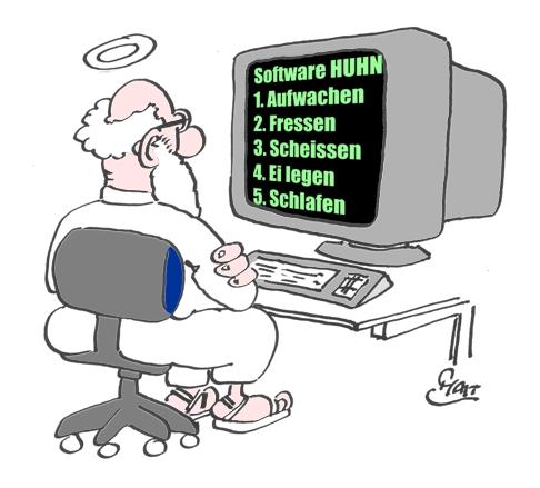 Cartoon: Software Huhn (medium) by mart tagged chicken,huhn,software,god,gott,mart,computer,
