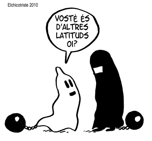 Cartoon: PARTNERS (medium) by ELCHICOTRISTE tagged burka,woman,liberation