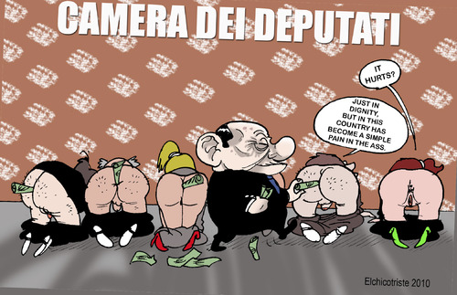 Cartoon: SHAME VERGÜENZA VERGOGNA  HONTE (medium) by ELCHICOTRISTE tagged berlusconi,mafia,corruption,deputies