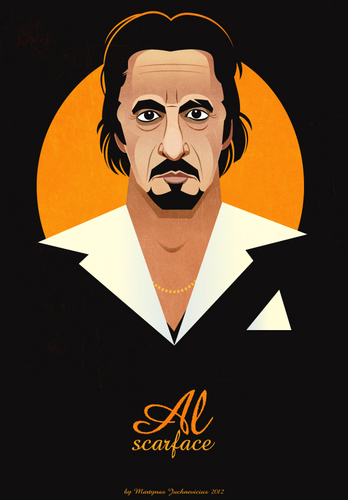 Cartoon: Al Pacino (medium) by Martynas Juchnevicius tagged actor,pacino,al,movies,scarface,vector,caricature,film