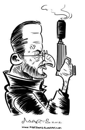 Cartoon: Jean Reno (medium) by Martynas Juchnevicius tagged jean,reno,french,actor,star,film,caricature,movie