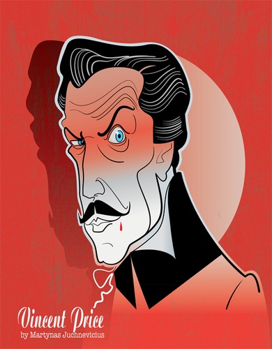 Cartoon: Vincent Price (medium) by Martynas Juchnevicius tagged vincent,price,horror,actor,film,movie