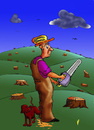 Cartoon: Woodman (small) by janjicveselin tagged woodman destruction of forests the dog piss on erosion technology ecology