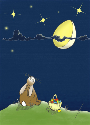 Cartoon: Moonstruck (medium) by badham tagged badham,hase,animals,animal,osterhase,bunny,easter,ostern