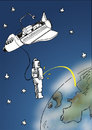 Cartoon: Astronaut (small) by Habomiro tagged habomiro,weltraum,space,shuttle,pinkeln