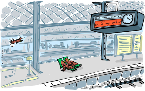 Cartoon: Ferienstreik (medium) by kittihawk tagged kittihawk,2014,streik,gdl,wochenende,ferienbeginn,kittihawk,2014,streik,gdl,wochenende,ferienbeginn