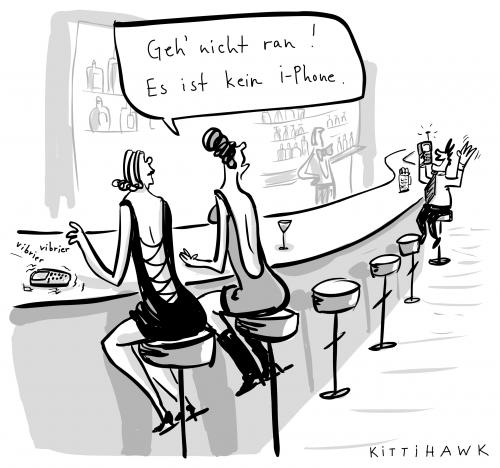 Cartoon: i-phone (medium) by kittihawk tagged iphone,handy,modern,it,high,tech,trend,neue,mode,status,immer,erreichbar,telefon,kneipe,frau,mann,flirt,anrufen,kontakt,iphone,telefon,telefonieren,mobiltelefon,handy,apple,modern,it,high tech,mode,status,erreichbarkeit,kommunikation,kneipe,frau,mann,flirt,flirten,balzverhalten,verhalten,kommunizieren,partnersuche,bar,anrufen,kontakt,kontakte,informationsgesellschaft,technik,fortschritt,entwicklung,technologie,trend,high,tech