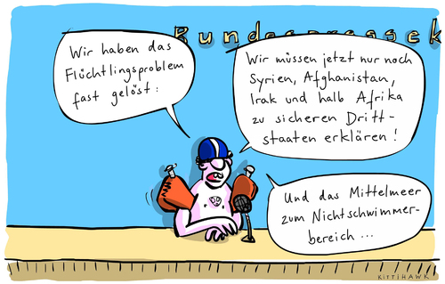 Cartoon: Sichere Drittstaaten (medium) by kittihawk tagged kittihawk,2014,sichere,drittstatten,änderung,asylrecht,bundesrat,stimmt,zu,kretschmann,mittelmeer,syrien,afghanistan,afrika,problem,gelöst,bundespressekonferenz,regierungs,sprecher,kittihawk,2014,sichere,drittstatten,änderung,asylrecht,bundesrat,stimmt,zu,kretschmann,mittelmeer,syrien,afghanistan,afrika,problem,gelöst,bundespressekonferenz,regierungs,sprecher