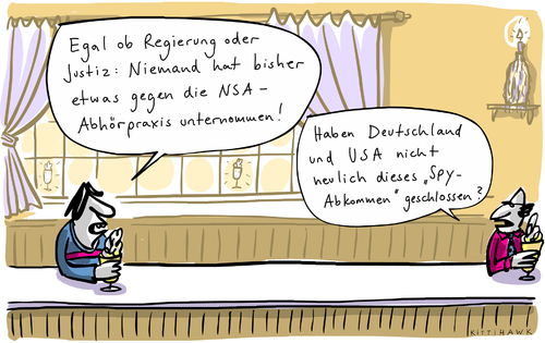 Cartoon: Spy-Abkommen (medium) by kittihawk tagged kittihawk,2014,spy,abkommen,edward,snowden,regierung,justiz,deutschland,keine,konsequenzen,nsa,überwachung,affäre,abhörpraxis,usa,geschlossen,kneipe,stammtisch,bier,theke,daten,sicherheit,anhören,ausspähen,grundrechte,report,studie,karlsruhe,kittihawk,2014,spy,abkommen,edward,snowden,regierung,justiz,deutschland,keine,konsequenzen,nsa,überwachung,affäre,abhörpraxis,usa,geschlossen,kneipe,stammtisch,bier,theke,daten,sicherheit,anhören,ausspähen,grundrechte,report,studie,karlsruhe