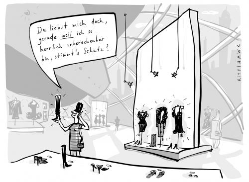 Cartoon: unberechenbar (medium) by kittihawk tagged frau,einkaufen,shopping,unberechenbar,geld,kreditkarte,klamotten,kaufen,schuhe,stiefel,mode,couture,kaufrausch,trostkauf,handy,flagship,store,frauen,frau,beziehung,mann,partnerschaft,unberechenbar,shopping,einkaufen,verkauf,handel,konsum,konsument,kaufen,schuhe,hobby,sucht,kaufsucht,geld,kosten,kredit,kreditkarte,klamotten,stiefel,mode,couture,kaufrausch,trostkauf,glücklich,freizeit