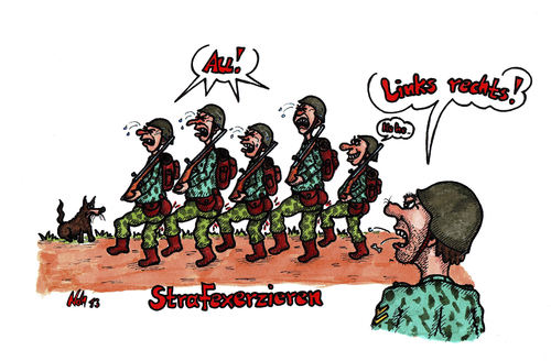 Cartoon: - (medium) by noh tagged norbert,heugel,cartoons,comic,militär,strafexerzieren