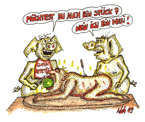 Cartoon: Vegi (medium) by noh tagged norbert,heugel,noh,aelziv,vegetarier