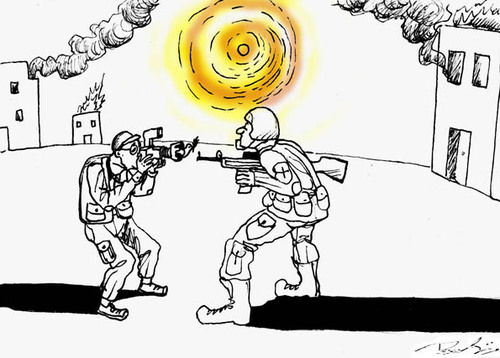 Cartoon: gazeteci journaliste periodista (medium) by Bern tagged gazeteci,journaliste,journalist,periodista,justice,adalet,paix,paz,baris,peace,justicia