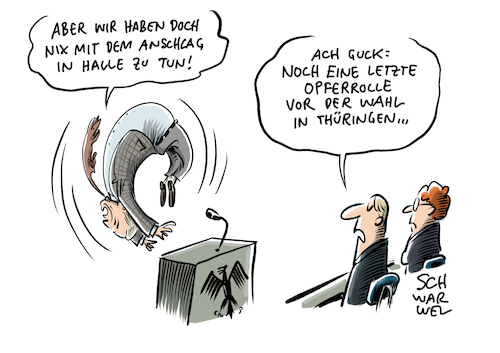 Cartoon: AfD Opferrolle (medium) by Schwarwel tagged afd,opferrolle,alternative,für,deutschland,rechtaextremismus,rechtsextrem,rassismus,rassisten,populismus,rechtspopulismus,opfer,halle,anschlag,synagofe,attentäter,hass,hetze,ltw19,landtagswahl,thüringen,sachsen,gauland,weidel,storch,höcke,terroranschlag,radikalisierung,internet,einzeltäter,cartoon,karikatur,schwarwel,afd,opferrolle,alternative,für,deutschland,rechtaextremismus,rechtsextrem,rassismus,rassisten,populismus,rechtspopulismus,opfer,halle,anschlag,synagofe,attentäter,hass,hetze,ltw19,landtagswahl,thüringen,sachsen,gauland,weidel,storch,höcke,terroranschlag,radikalisierung,internet,einzeltäter,cartoon,karikatur,schwarwel