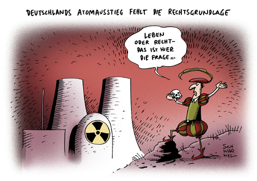 Cartoon: Atomausstieg Rechtsgrundlage (medium) by Schwarwel tagged atomausstieg,fehlende,rechtsgrundlage,atom,nuklear,recht,gesetz,bundesverfassungsgericht,deutschland,hamlet,shakespeare,karikatur,schwarwel,atomausstieg,fehlende,rechtsgrundlage,atom,nuklear,recht,gesetz,bundesverfassungsgericht,deutschland,hamlet,shakespeare,karikatur,schwarwel