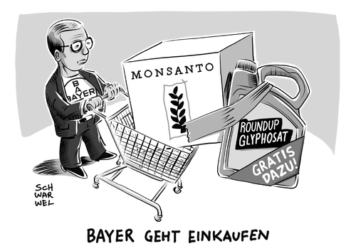 Cartoon: Bayer will Monsanto kaufen (medium) by Schwarwel tagged bayer,kauf,monsanto,konzern,glyphosat,unkraut,unkrautvernichter,roundup,saatgutkonzern,saatgut,chemieriese,agra,agrar,agrargeschäft,gentechnik,gentechnisch,krebs,krebserregend,landwirtschaft,garten,gartenbau,unkrautbekämpfung,pflanzenschutzmittel,karikatur,schwarwel,bayer,kauf,monsanto,konzern,glyphosat,unkraut,unkrautvernichter,roundup,saatgutkonzern,saatgut,chemieriese,agra,agrar,agrargeschäft,gentechnik,gentechnisch,krebs,krebserregend,landwirtschaft,garten,gartenbau,unkrautbekämpfung,pflanzenschutzmittel,karikatur,schwarwel