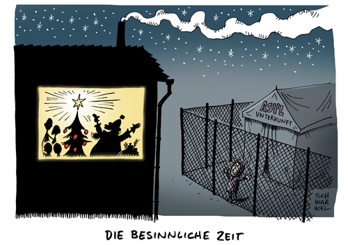 Cartoon: Besinnliche Weihnachtszeit (medium) by Schwarwel tagged besinnliche,weihnachtszeit,weihnachten,tannenbaum,lametta,flüchtlinge,asyl,asylunterkunft,flüchtlingspolitik,weihnachtsmann,geschenke,sinnlich,bundesfreiwilligendienst,bufdis,karikatur,schwarwel,besinnliche,weihnachtszeit,weihnachten,tannenbaum,lametta,flüchtlinge,asyl,asylunterkunft,flüchtlingspolitik,weihnachtsmann,geschenke,sinnlich,bundesfreiwilligendienst,bufdis,karikatur,schwarwel