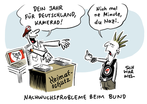 Cartoon: Bundeswehr Heimatschutz (medium) by Schwarwel tagged bundeswehr,heer,armee,sooldat,soldaten,freiwilligendienst,akk,kramp,karrenbauer,rechtsextremismus,rechtsextrem,nazi,nazis,nonazis,neonazis,rassismus,rassisten,munition,hass,htze,heimatschutz,heimatschutzprogramm,antifa,antifaschismus,identitäre,bewegung,rechtsterrorismus,rechter,terror,kampfbegriff,nsu,wehrdienst,dienstpflicht,cartoon,karikatur,schwarwel,bundeswehr,heer,armee,sooldat,soldaten,freiwilligendienst,akk,kramp,karrenbauer,rechtsextremismus,rechtsextrem,nazi,nazis,nonazis,neonazis,rassismus,rassisten,munition,hass,htze,heimatschutz,heimatschutzprogramm,antifa,antifaschismus,identitäre,bewegung,rechtsterrorismus,rechter,terror,kampfbegriff,nsu,wehrdienst,dienstpflicht,cartoon,karikatur,schwarwel