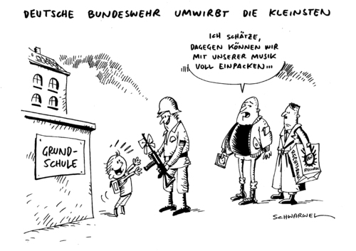 Cartoon: Bundeswehr Rekrutensuche (medium) by Schwarwel tagged panne,bundeswehr,soldat,armee,rekruten,suche,kinder,werbebroschüre,akquise,karikatur,schwarwel,gewehr,waffe,krieg,frieden,deutschland,politik,schüler,nazis,nationalsozialismus,panne,bundeswehr,soldat,armee,rekruten,suche,kinder,werbebroschüre,akquise,karikatur,schwarwel,gewehr,waffe,krieg,frieden,deutschland,politik,schüler,nazis,nationalsozialismus