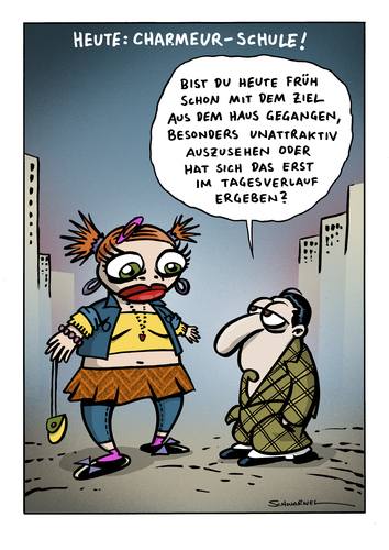 Cartoon: Cartoon von Schwarwel (medium) by Schwarwel tagged cartoon,witz,lustig,schwarwel,mann,frau,kleidung,kompliment,beleidigung,outfit,aussehen,el,depressivo,straße,attraktiv,charmeur,schule,mann,frau,kleidung,kompliment,beleidigung,outfit,aussehen,attraktiv,charmeur,attraktivität,unattraktiv,kommentar,anmache,fashion,mode,beauty,frauen,männer