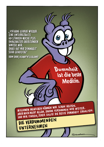 Cartoon: Cartoon von Schwarwel (medium) by Schwarwel tagged schwarwel,cartoon,witz,schweinevogel,iron,doof,medizin,gesundheit,unternehmen,million,arbeit,lohn,gehalt,überstunden,schweinevogel,medizin,gesundheit,unternehmen,arbeit,lohn,gehalt