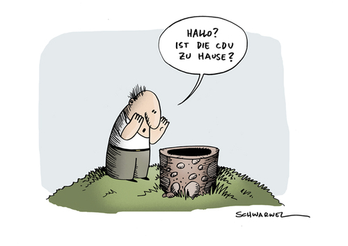 Cartoon: CDU laut Umfrage im Brunnen (medium) by Schwarwel tagged cdu,umfrage,brunnen,partei,politik,krise,deutschland,wähler,karikatur,schwarwel