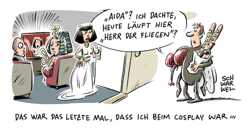 Cartoon: Cosplay Aida Herr der Fliegen (medium) by Schwarwel tagged aida,oper,herr,der,fliegen,kunst,kultur,cosplay,salzburger,festspiele,hochkultur,musik,film,filmbranche,medien,filmkultur,giuseppe,verdi,libretto,pharao,ägypten,cartoon,schwarwel,cosplayer,aida,oper,herr,der,fliegen,kunst,kultur,cosplay,salzburger,festspiele,hochkultur,musik,film,filmbranche,medien,filmkultur,giuseppe,verdi,libretto,pharao,ägypten,cartoon,schwarwel,cosplayer